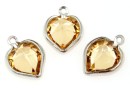 Swarovski, pand.pl. cu rodiu, inima, golden shadow, 15mm - x2