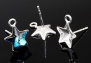 Earring findings, 925 silver, bar, for Swarovski star 10mm - x1pair