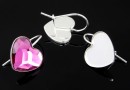 Earring findings, 925 silver, heart, cabochon 14mm - x1pair