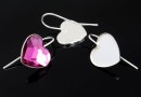 Earring findings, 925 silver, heart, cabochon 14mm - x1pair