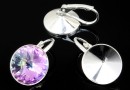Earring base, 925 silver, rivoli 12mm - x1pair