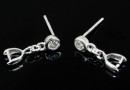 Cercei cu prindere pandantiv, cu cristale, argint 925, 11x8.5mm - x1per
