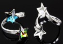 Ring base, 925 silver, 2 Swarovski stars 10-10mm - x1