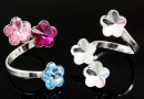 Ring base, 925 silver, 3 Swarovski flowers 10-10-10mm - x1