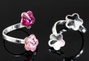 Ring base, 925 silver, 2 Swarovski flowers 10-10mm - x1