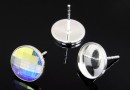 Earring findings, bar, 925 silver, cabochon 10mm - x1pair