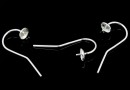 Earring findings, cup and pin, 925 silver - x1pair