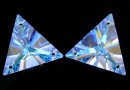 Swarovski, triangle link with 3 holes, blue aurora borealis, 30mm - x1