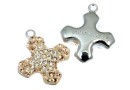 Swarovski, pand. pave placat cu rodiu, cruce, light peach, 14mm - x1