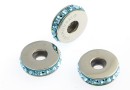 Swarovski, becharmed rondelle aquamarine, 13mm - x1