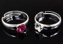 Ring base, adjustable, 925 silver, rivoli flower 6mm - x1