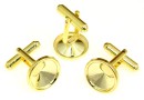 Cufflink base, gold-plated 925 silver, for rivoli 12mm - x1 pair