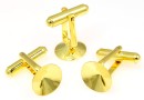 Cufflink base, gold-plated 925 silver, for rivoli 12mm - x1 pair