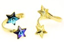 Ring base, gold-plated 925 silver, 2 Swarovski stars 10-10mm - x1