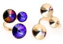 Baza inel, argint 925 placat cu aur roz, 3 rivoli, 8-10-12mm - x1