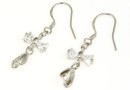 Earring findings, ribbon, crystals, rhodium-plated 925 silver, 12mm - x1pair