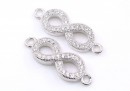Link, infinity, crystals, rhodium-plated 925 silver, 21mm - x1