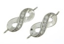 Link, infinity, crystals, rhodium-plated 925 silver, 18mm - x1
