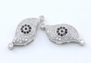 Link, crystals, rhodium-plated 925 silver, 23mm - x1