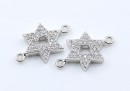 Link, David's star, crystals, rhodium-plated 925 silver, 16mm - x1