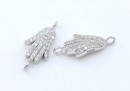 Link, Fatima's hand, crystals, rhodium-plated 925 silver, 19mm - x1