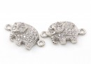 Link, elephant, crystals, rhodium-plated 925 silver, 15mm - x1