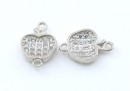 Link, forbidden fruit, crystals, rhodium-plated 925 silver, 13.5mm - x1