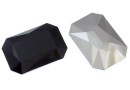 Swarovski, rivoli cabochon jet metallic silver V, 27x18.5mm - x1