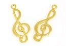 Pendant, G clef, gold-plated 925 silver, 24.5mm - x1