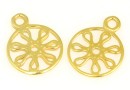 Pendant, flower, gold-plated 925 silver, 15.5mm - x1