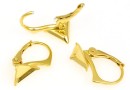 Earring findings, gold-plated 925 silver, cube 8mm - x1pair