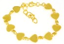 Bracelet base, 9 Link, gold-plated 925 silver, heart, 10mm - x1