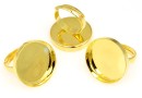 Ring base, adjustable, gold-plated 925 silver, cabochon 20mm - x1