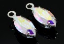 Swarovski, pand.pl. rodiu, chaton navette, aurore boreale, 13mm - x1