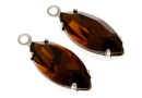 Swarovski, pand. pl. rodiu, chaton navette, smoked topaz, 18mm - x1