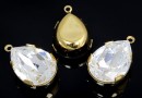 Swarovski, pand. pl. cu aur, fancy picatura, crystal, 21mm - x1