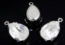 Swarovski, rhodium-plated pendant, fancy drop, crystal, 17mm - x1