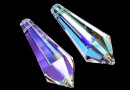 Swarovski,  faceted drop pendant, blue aurore boreale, 38mm - x1