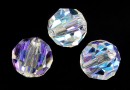 Swarovski, margele, rotund fatetat, blue aurore boreale, 10mm - x2