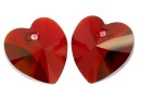 Swarovski, heart pendant, siam silver shade, 14mm - x2