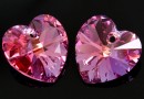 Swarovski, pandantiv inima, rose aurore boreale, 14mm - x2