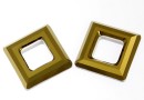 Swarovski, pandantiv square ring, dorado, 14mm - x1