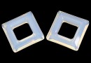 Swarovski, pandantiv square ring, white opal, 14mm - x1