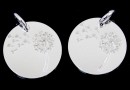 Pendant, dandelion coin, 925 silver, 14mm  - x1