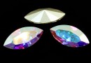 Swarovski navette, fancy chaton, aurora borealis, 15mm - x2