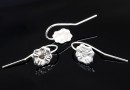 Earring findings, 925 silver, clover, S type, for Swarovski rhinestone 3mm - x1pair