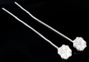 Earring findings, 925 silver, clover, chain, for Swarovski rhinestone 3mm - x1pair