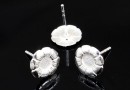 Earring findings, 925 silver, flower bar, for Swarovski rhinestone 3-4mm - x1pair