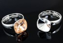 Ring base, square adjustable, 925 silver, for Swarovski 4470 10mm - x1
