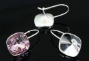 Earring findings, 925 silver, square, with lock, for Swarovski 4470 and 4461 12mm - x1pair